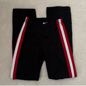 Vintage Varsity Black Track Pants with Red and White Stripes